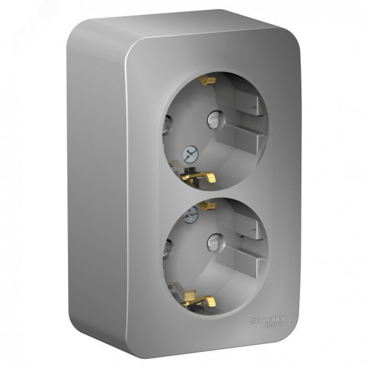 BLANCA  розетка наружная  двойная с заземлением со шторк., 16А, 250В, алюминий