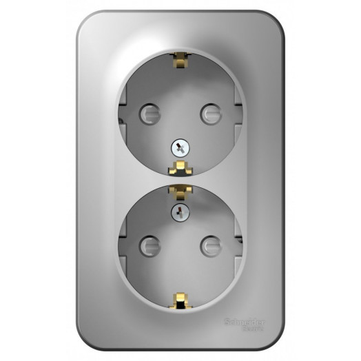 BLANCA  розетка наружная  двойная с заземлением со шторк., 16А, 250В, алюминий