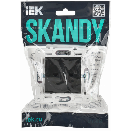 SKANDY Розетка без заземления с защитными шторками 10А SK-R01Bl черный IEK