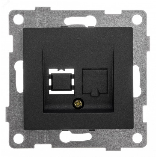 GUSI Bravo механизм розетки  телефонной RJ12, одинарной, скрытая установка.  Цвет графит.