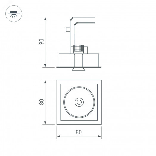 Светильник CL-SIMPLE-S80x80-9W Day4000 (BK, 45 deg) (ARL, IP20 Металл, 3 года)