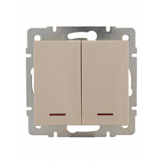 Выключатель RAIN двойной с подсветкой крем механизм