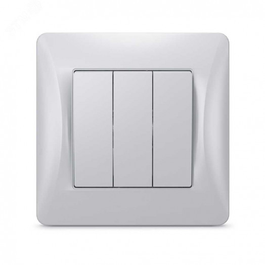 GUSI Ugra МЕХАНИЗМ Выключателя трехклавишного, скрытая установка, 10А, 250В. Цвет: серебро