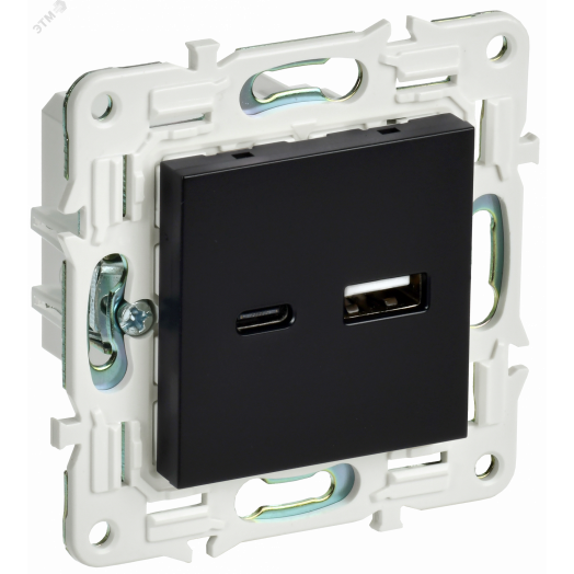 SKANDY Розетка USB A+C 18Вт SK-R13Bl черный IEK