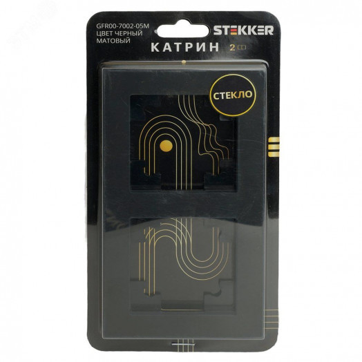 Рамка 2-местная, стекло, серия Катрин, GFR00-7002-05, черный