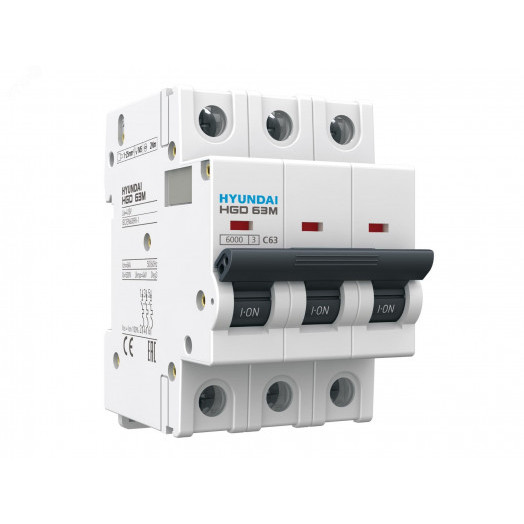 Выключатель автоматический модульный трехполюсный 4А D 6кА Standard HGD
