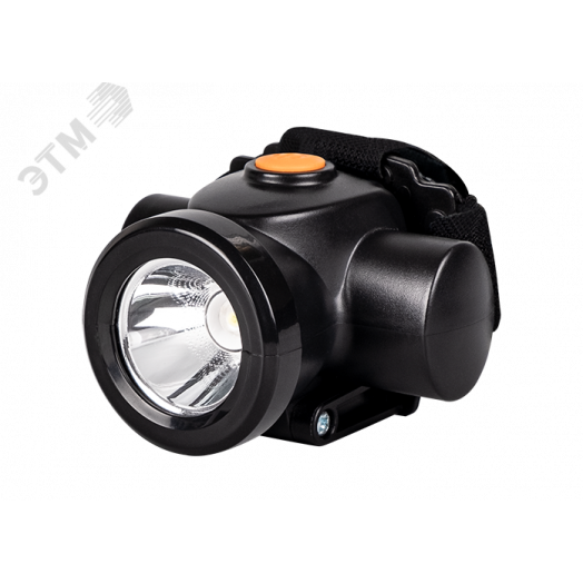 Фонарь налобный 1Вт 80Лм ABS-пластик нейлон 2 режима работы 4 часа работы в ярком режиме заряд адаптер 220В в комплекте IP54