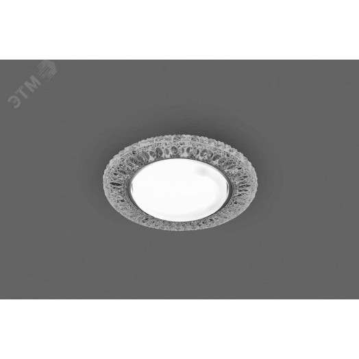 Светильник ДВО-15w GX53 без лампы со светодиодной подсветкой 4000К хром с прозрачным стеклом