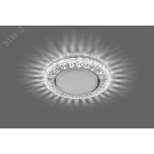 Светильник ДВО-15w GX53 без лампы со светодиодной подсветкой 4000К хром с прозрачным стеклом