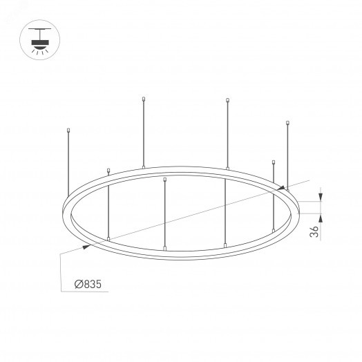 Светильник SP-LINE-HANG-ARC-O3535-D800-65W Day4000 (BLACK, 230V) (, Металл)