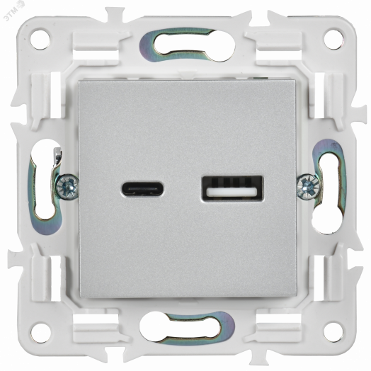 SKANDY Розетка USB A+C 3,1А SK-R14S серебряный IEK