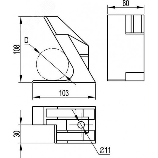 Держатель кабельный для крепления в треугольник д. 30-40 мм тип 1