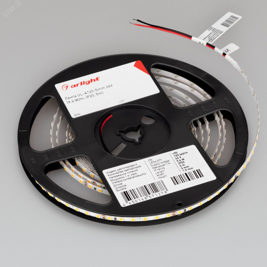 Лента UL-A120-5mm 24V Day5000 (9.6 W/m, IP20, 5m) (Arlight, 7 лет)