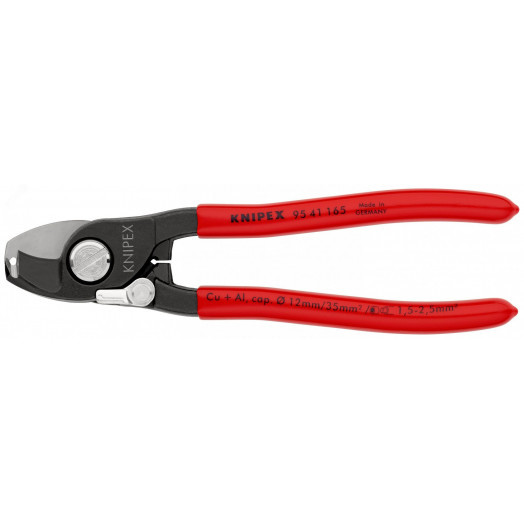 Кабелерез-стриппер многофункциональный для NYM кабелей от 3х15 до 5х25мм с пружиной рез кабель 15мм (50мм AWG 1/0) снятие изоляции 15+25мм L=165мм черный обливные рукоятки