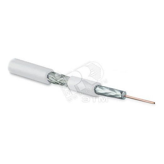 Кабель коаксиальный SAT703N. 75 Ом. жила - 17 AWG (1.13 мм. медь.solid). экран - фольга+оплетка (луженная медь. 45%). общий диаметр 6.6мм. изоляция PVC. белый (бухта 100 м)