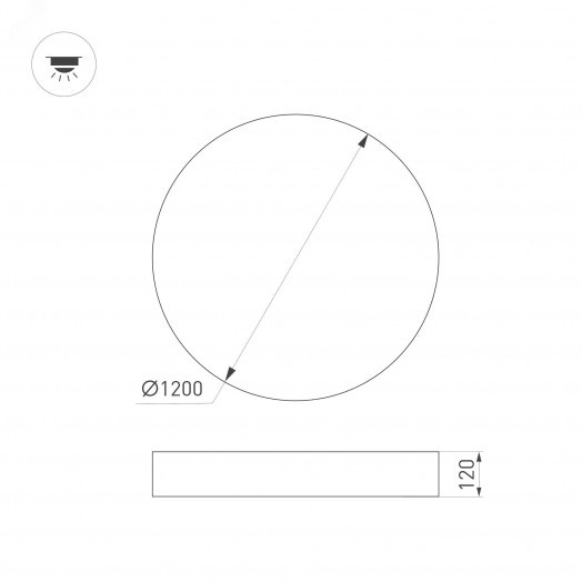 Светильник SP-PLATO-R1200-145W Warm3000 (BK, 120 deg, 230V) (Arlight, IP20 Металл, 5 лет)