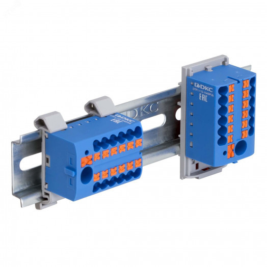 Блок распределительный, зажим push-in, 4 точки подключения 2,5 кв.мм, синий