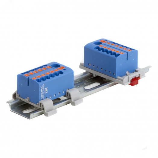 Блок распределительный, зажим push-in, 4 точки подключения 2,5 кв.мм, синий