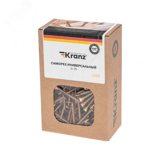 Саморез универсальный 4х35, желтый цинк, короб (200 шт/уп)