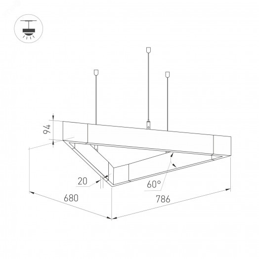 Светильник ALT-LINEAIR-TRIANGLE-FLAT-UPDOWN-DIM-785-85W Warm3000 (BK, 100 deg, 230V) (Arlight, IP20 Металл, 3 года)