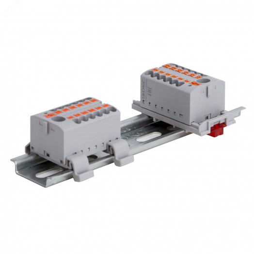 Блок распределительный, зажим push-in, 18 точек подключения 2,5 кв.мм, серый