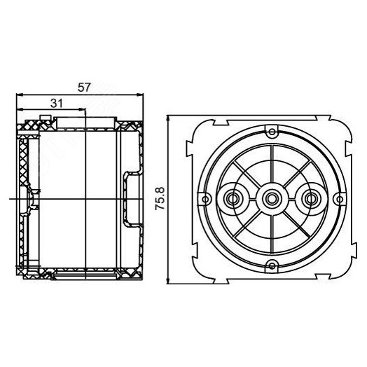 Коробка установочная 70х57мм в бетон
