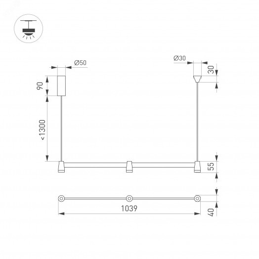 Светильник SP-ELIZEO-S1000-16W Warm3000 (BK, 35 deg, 230V) (, IP20 Металл, 3 года)