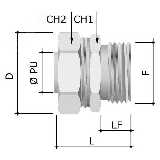 Монтажный комплект муфта металлорукав-коробка DN 15, М16х1,5, наружная резьба