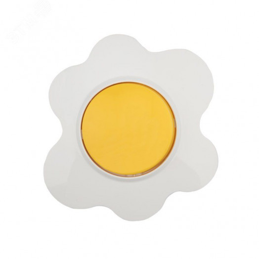 Выключатель одноклавишный KRANZ HAPPY Яичница скрытой установки, желтый/белый