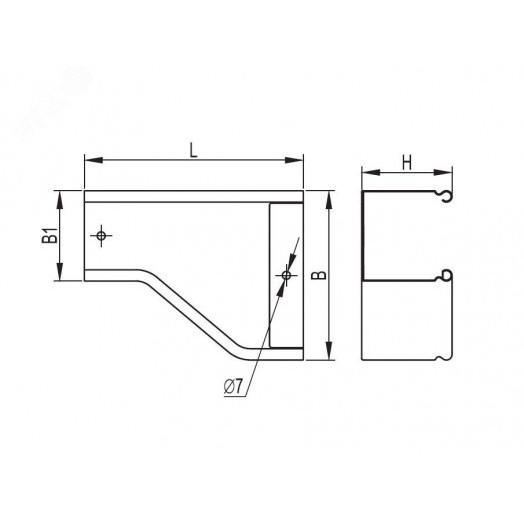 Переходник RRD правосторонний 600/300 H100 в комплекте с крепежными элементами и соединительными пластинами