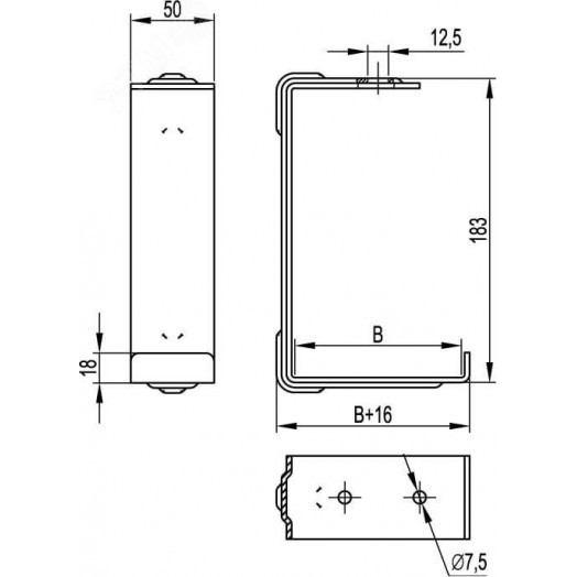 Скоба CS на лоток с основанием 100мм цинк-ламельная