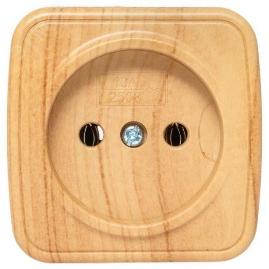 Розетка 1-местная ОП Минск 10А без заземления светлое дерево