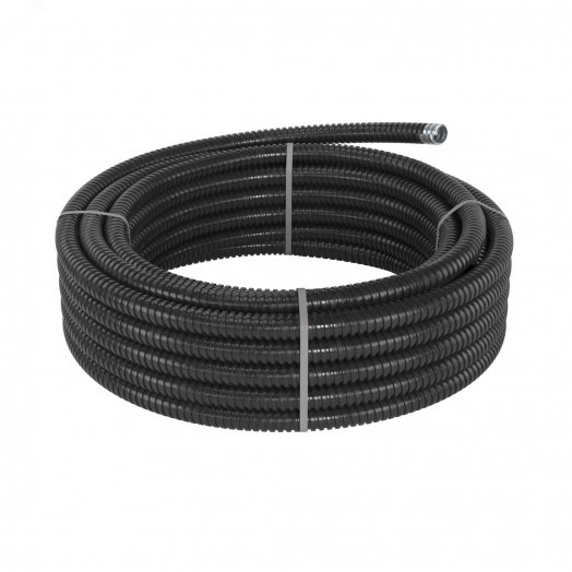 Металлорукав DN 26мм в ПВХ изоляции Dвн 26,5 мм   Dнар 31,5 25 м цвет чёрный