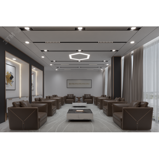 Светильник светодиодный RVE-LBX-HOLE-HEXA-1846-VG (Шестиугольник с отв. 1846х1605х110мм S80мм 132Вт встраиваемый под шпаклевку 4000K Белый)