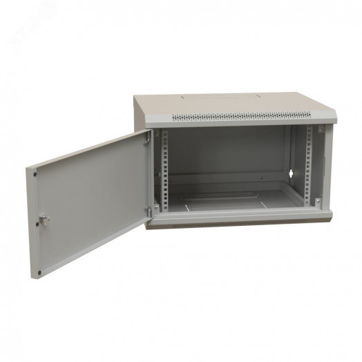 Шкаф настенный 19-дюймовый 19'' 9U 500x600х450мм металлическая передняя дверь с замком серый RAL 7035 Wrline