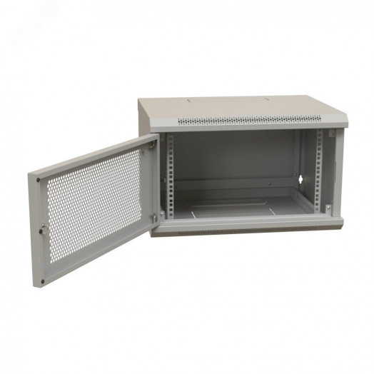 Шкаф настенный 19-дюймовый 19'' 9U 500x600х450мм металлическая передняя дверь с замком серый RAL 7035 Wrline