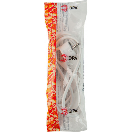 Шнур сетевой с вилкой U-3x1,5-5m-W с заземлением 5м ПВС 3x1,5мм2 белый