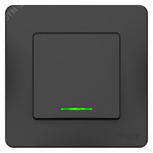 Переключатель одноклавишный BLANCA скрытой установки (cх.6) с подстветкой, 10A, 250В, антрацит
