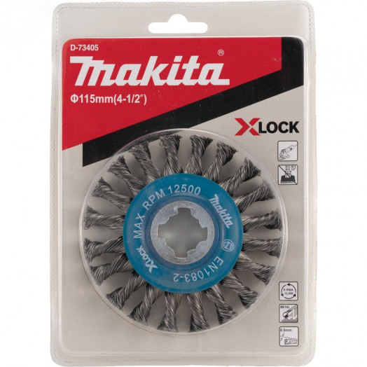 Щетка проволочная дисковая X-lock (d115 мм, толщина проволоки 0,5 мм, толстые пучки, металл )