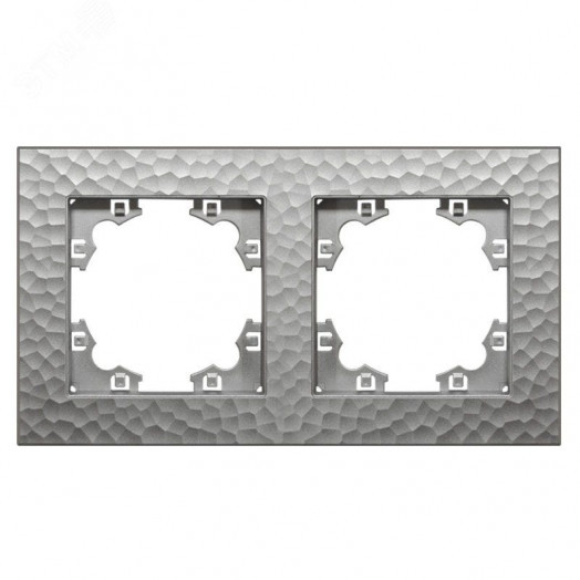 Рамка фактурная 2 поста универсальная UNIVersal Афина серебро (еврослот)