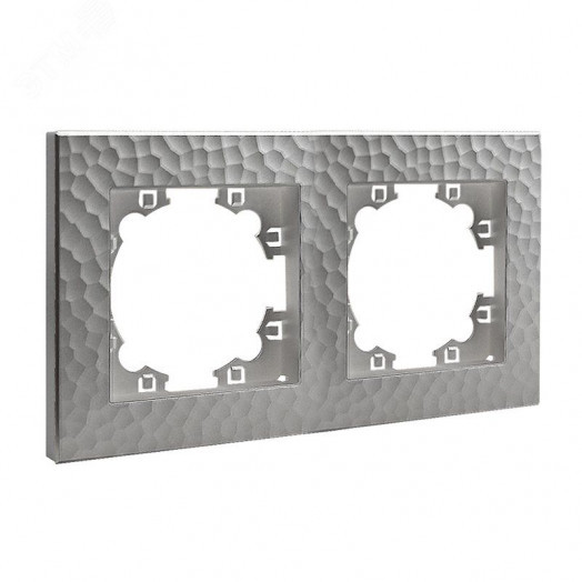 Рамка фактурная 2 поста универсальная UNIVersal Афина серебро (еврослот)