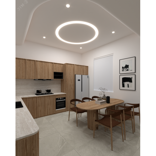 Светильник светодиодный RVE-LBX-HOLE-RING-1980-V (Кольцо 1980х1980х100мм S80мм 150Вт встраиваемый 4000K Белый)