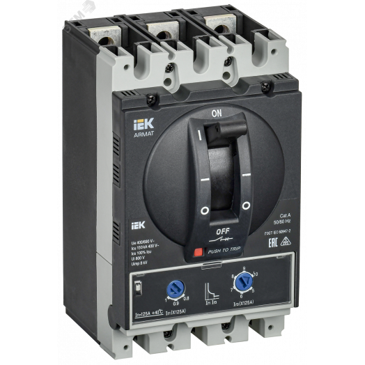 Выключатель автоматический в литом корпусе ARMAT 3P типоразмер D 150кА 125А расцепитель термомагнитный регулируемый