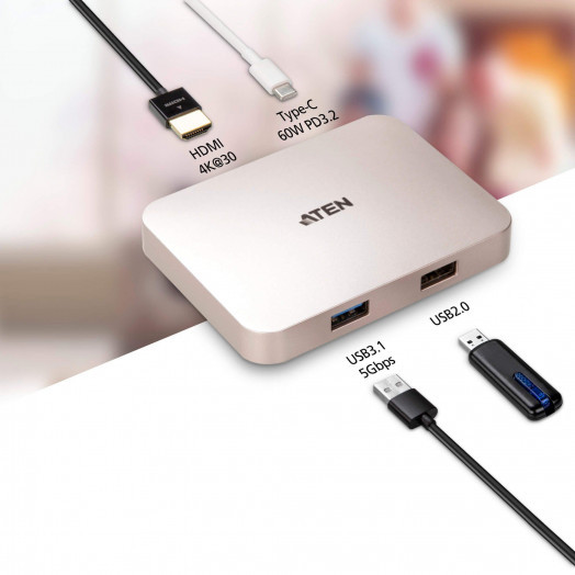 Док-станция USB 3 порта, HDMI, USB-C, 3840 x 2160