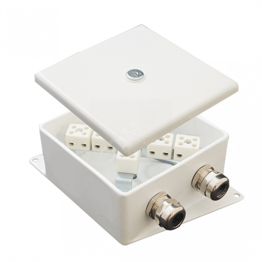 Коробка монтажная огнестойкая КМ-О (4к*60)-IP66-120х120 два ввода AB