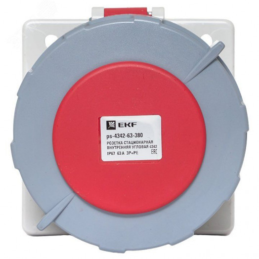 Розетка стационарная внутренняя угловая 4342 3Р+РЕ 63А 380В IP67 PROxima