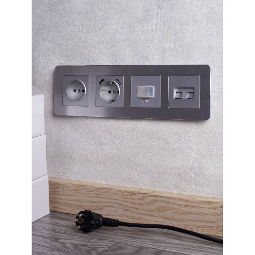 BRITE Рамка 4 поста РУ-4-1-Бр металл алюминий RE AL IEK