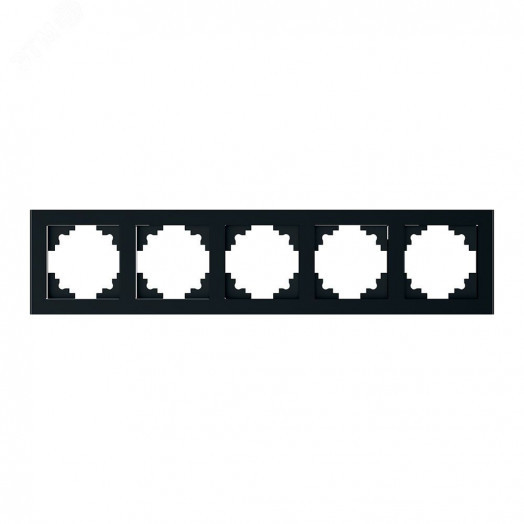 Рамка пятиместная горизонтальная, стекло, Катрин, черный Stekker