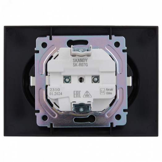 SKANDY Розетка 2-местная с заземлением с защитными шторками 16А в сборе SK-R07G графит IEK