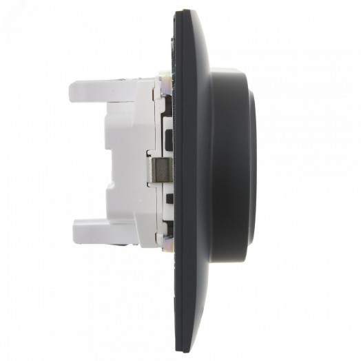 SKANDY Розетка 2-местная с заземлением с защитными шторками 16А в сборе SK-R07G графит IEK